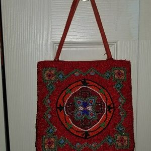 Red floral purse